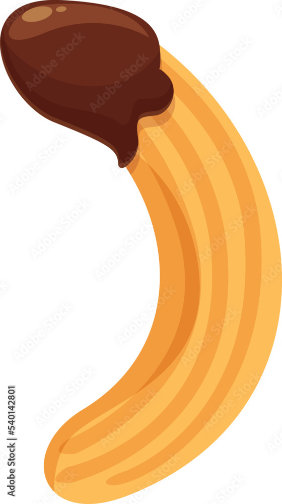 Obraz premium Chocolate churro icon cartoon vector. Spanish food. Menu cake