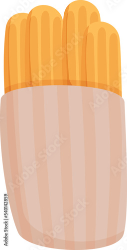 Food churro icon cartoon vector. Chocolate pastry. Menu box