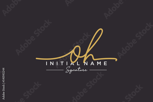 Initial OH signature logo template vector. Hand drawn Calligraphy lettering Vector illustration.