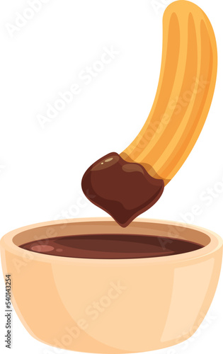 Pastry churro icon cartoon vector. Spanish food. Cake spain
