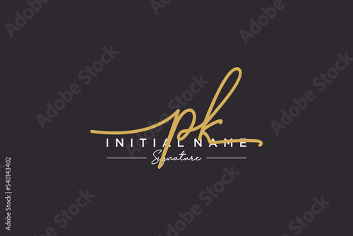 Initial PK signature logo template vector. Hand drawn Calligraphy lettering Vector illustration.