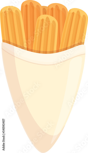 Dish churro icon cartoon vector. Pastry food. Mexican cake