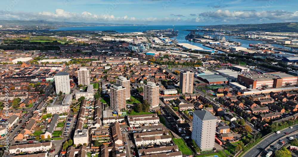 Aerial Photo of The Divis high rise flats Belfast Northern Ireland