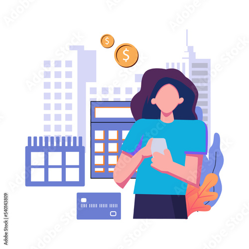Deferment of payment flat style illustration design