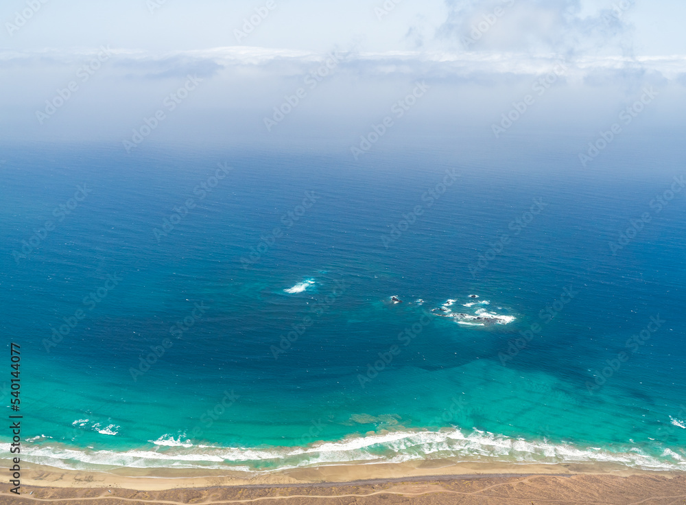 Natural landscape of Lanzarote. View of the ocean and coast from the observation deck - Mirador de El Risco de Famara.