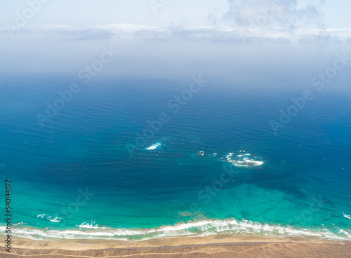 Natural landscape of Lanzarote. View of the ocean and coast from the observation deck - Mirador de El Risco de Famara.