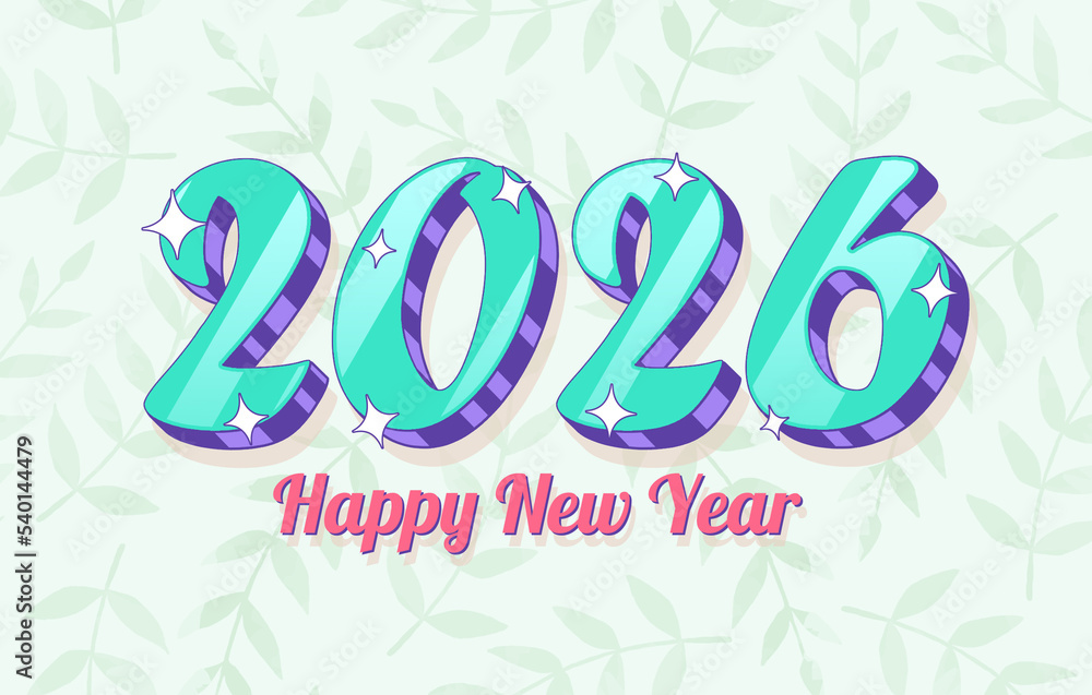 2026 New Year Year with Floral Background. Holiday Design, Trendy Style, Calendar