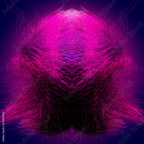 Psychedelic background of colorful branches. Symmetrical composition. 3d rendering digital illustration © Andrey_A