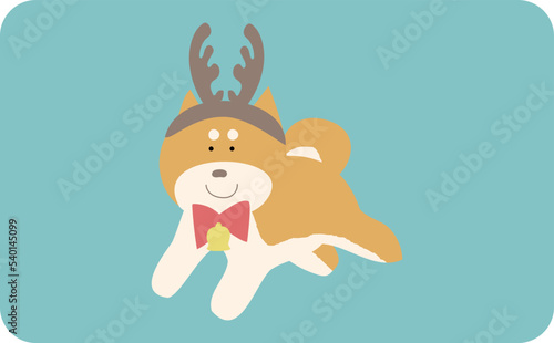 トナカイのコスプレをした柴犬線なし