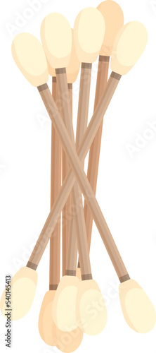 Wooden cotton swabs icon cartoon vector. Ear stick. Swab plastic