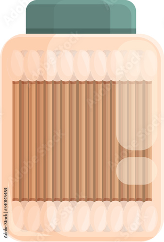 Wooden cotton swabs jar icon cartoon vector. Ear stick. Care pick