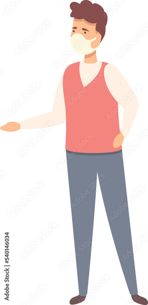 Teacher in mask icon cartoon vector. Child in mask. Distance lunch