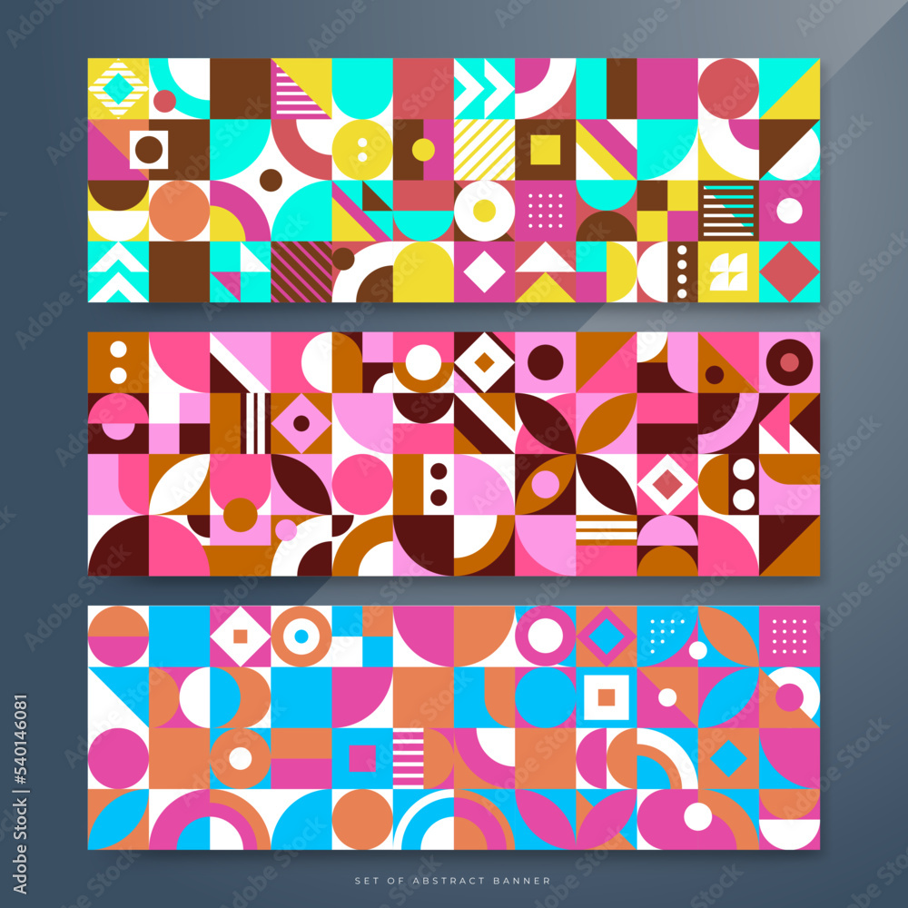 Flat mosaic geometric banner background Flat mosaic geometric banner background
