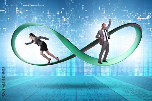 Business people running on the endless loop photo