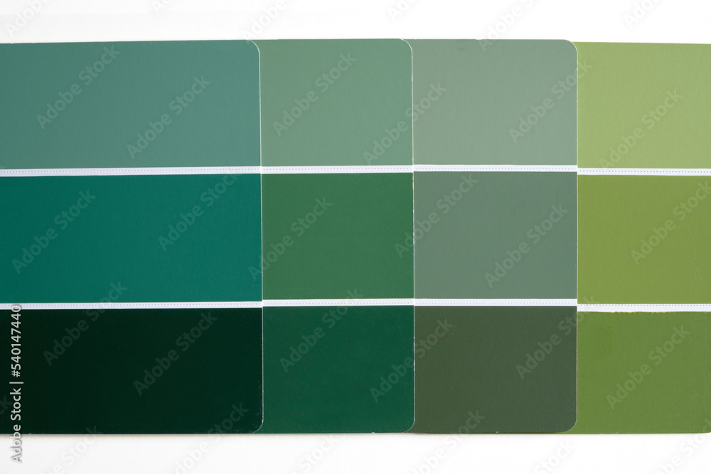 Color swatches in shades of green. Generic color sample swatches in