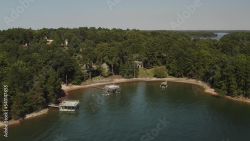 Aerial panoramic view of Lake Lanier in Georgia shot in 4k by a drone during fall of 2022 photo