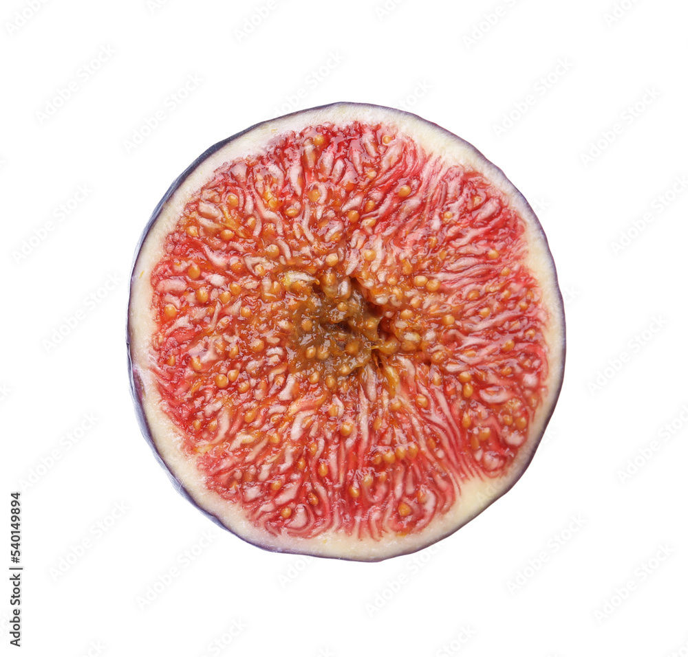 Half of fresh ripe fig isolated on white Half of fresh ripe fig isolated on white