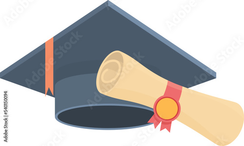 Education graduation icon cartoon vector. Diploma award. Border gold