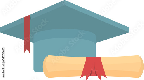 Modern graduation icon cartoon vector. Award certificate. Gift border