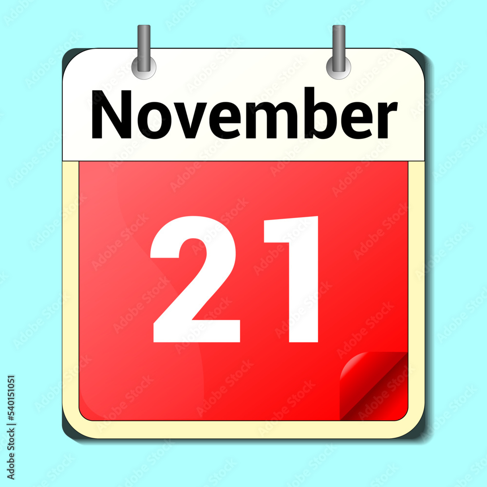 calendar vector drawing, date November 21 on the page calendar vector drawing, date November 21 on the page