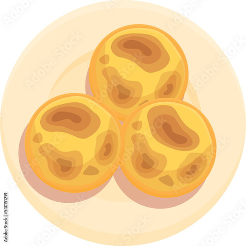 Hot meal icon cartoon vector. Portugal food. Cod fried