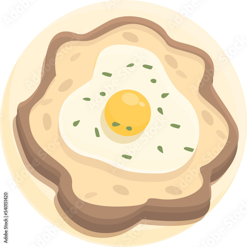 Egg meal icon cartoon vector. Cuisine food. Fried cod