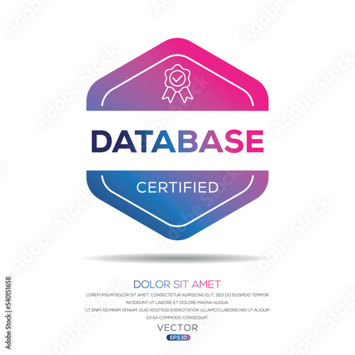 Creative (Database) Certified badge, vector illustration.