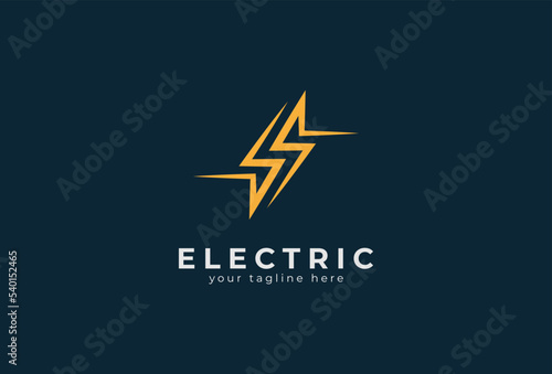 Electric Logo, abstract letter S from negative space lightning bolt , tunder bolt design logo template, vector illustration