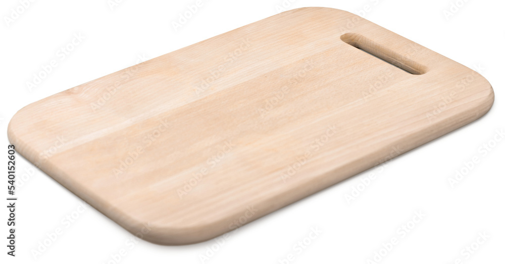 Wooden cutting board isolated on a white background