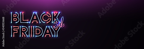Black friday with neon led light banner. Modern vector background banner design for promotions, advertising, web, social and ads