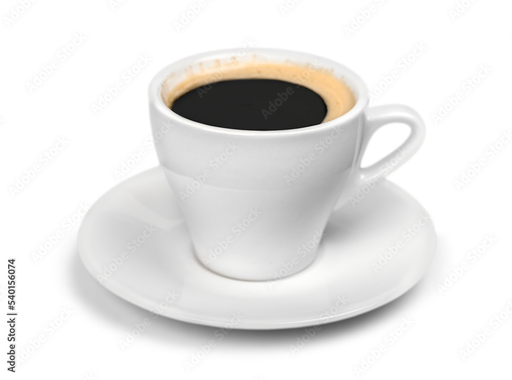 Black coffee in a cup on a white background Black coffee in a cup on a white background