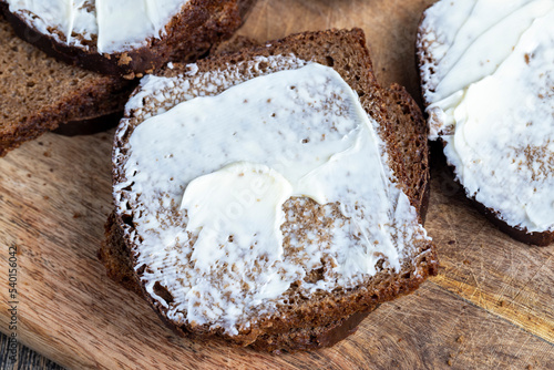 Black rye bread with butter