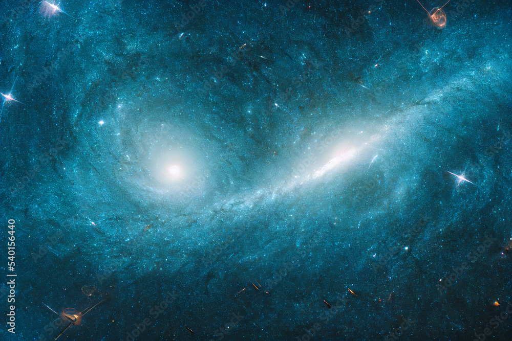 Cartwheel Galaxy, shiny and concept art AI generated Space background