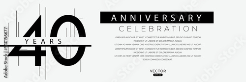 40 years anniversary celebration template, Vector illustration.