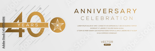 40 years anniversary celebration template, Vector illustration.