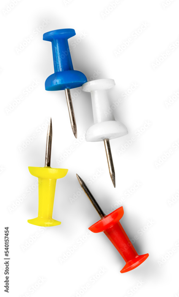Group of colorful push pins on white background Group of colorful push pins on white background