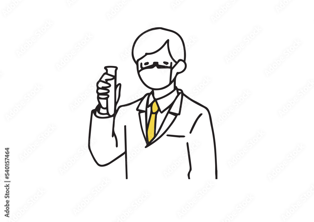 薬の開発をしている白衣の男性 シンプルな線の人物イラスト
薬の開発をしている白衣の男性 シンプルな線の人物イラスト