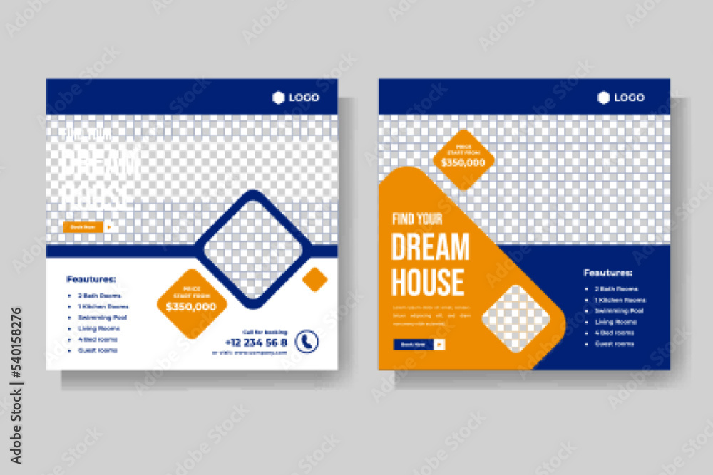 Modern home sale social media vector template Modern home sale social media vector template