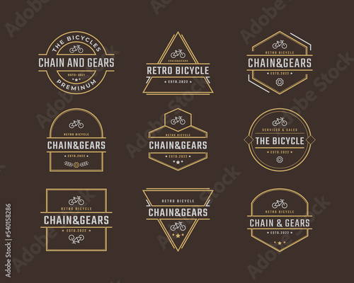 Vintage Retro Badge Emblem Logotype Bicycle Logo Design Linear Style