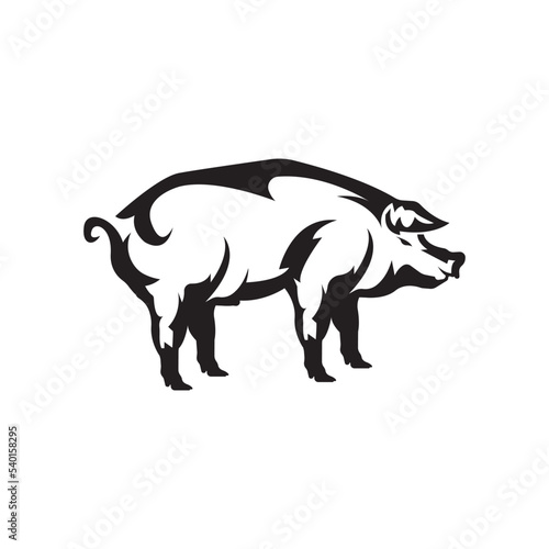 Fat pig logo vector simple icon in flat design © AR54K4 19