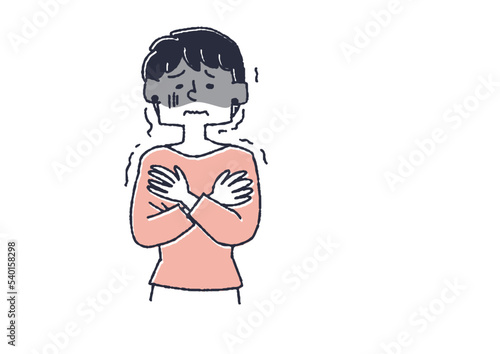寒気、震えが止まらない女性