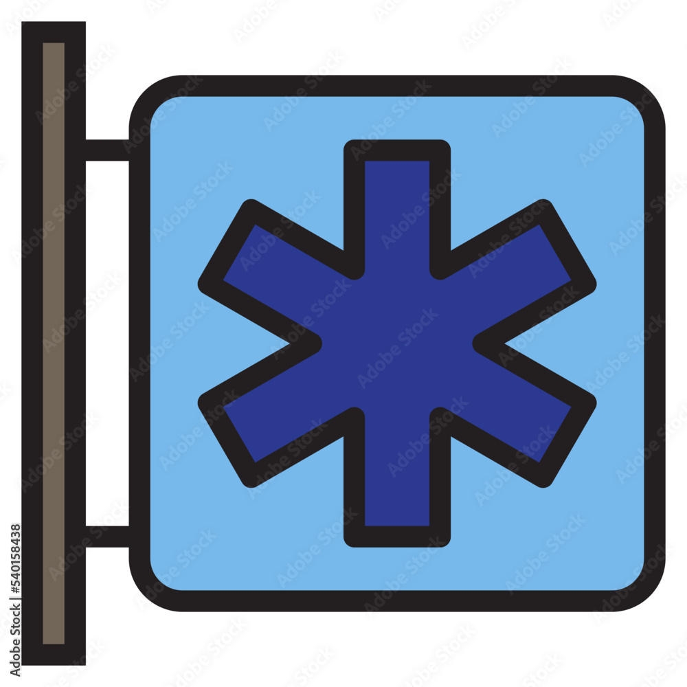 Fototapeta premium Hospital sign color line style icon