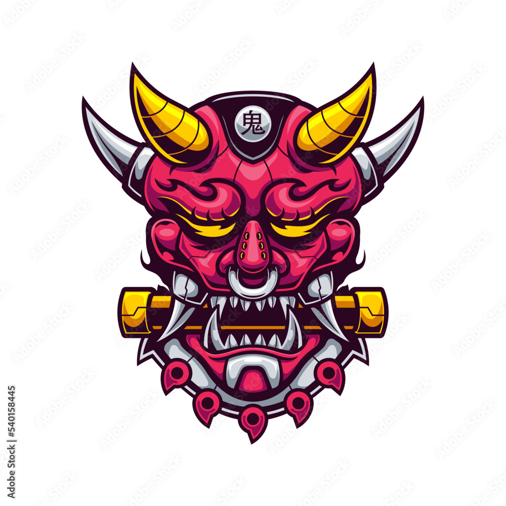Fototapeta premium Mechanical japan oni mask