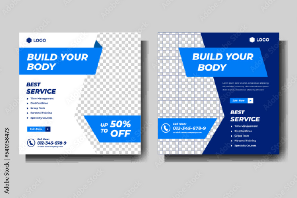 modern fitness and gym sport social media vector template modern fitness and gym sport social media vector template