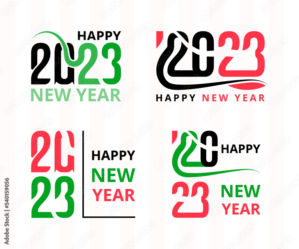 Naklejka premium Happy new year 2023 modern typography t-shirt design with geometric text