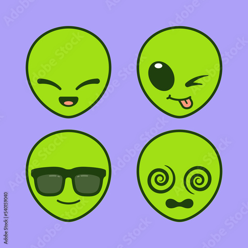 Set of Cute Alien Stickers