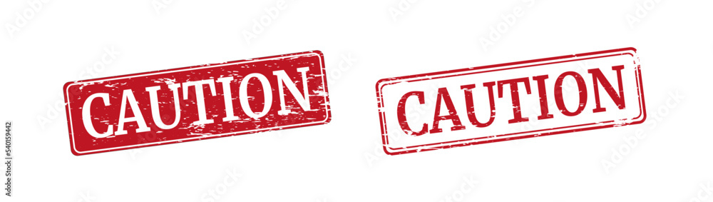 CAUTION red rubber stamp vector over a white background.