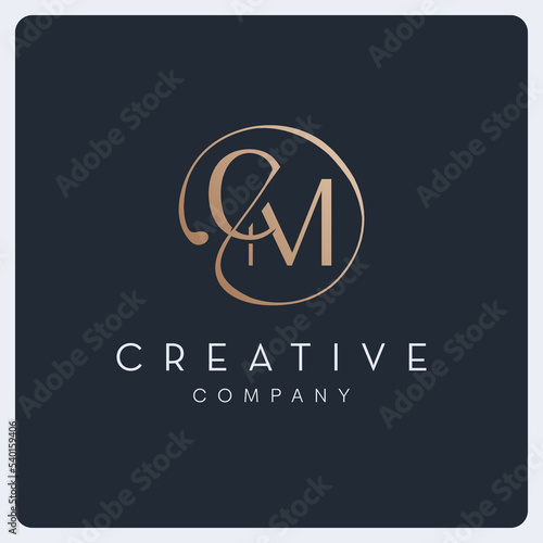 Signature CM logo design, creative initial letter logo for business and company.