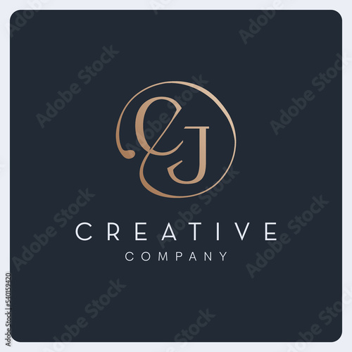 Signature CJ logo design, creative initial letter logo for business and company.