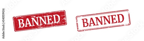 BANNED red rubber stamp vector over a white background.